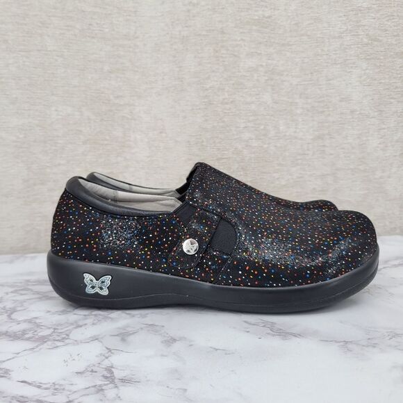 Alegria Paityn Sprinkles Black Colorful Clogs Nursing Shoes KAR-763XW - Picture 1 of 13